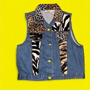 Animal Print Denim Vest